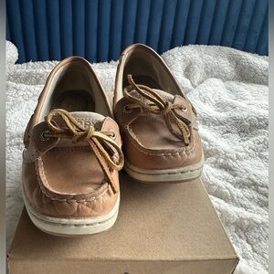 Sperry Angelfish Metallic Linen  Boat Shoes (5.5)